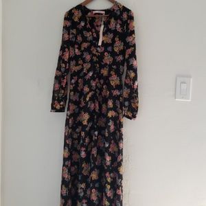 TWFS women floral print maxi sheer dress/cover up
